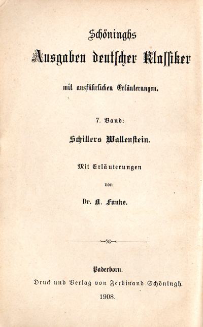 Schiller, Friedrich - Wallenstein