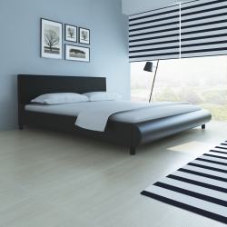 Crni krevet od umjetne kože zakrivljenog dizajna 272198