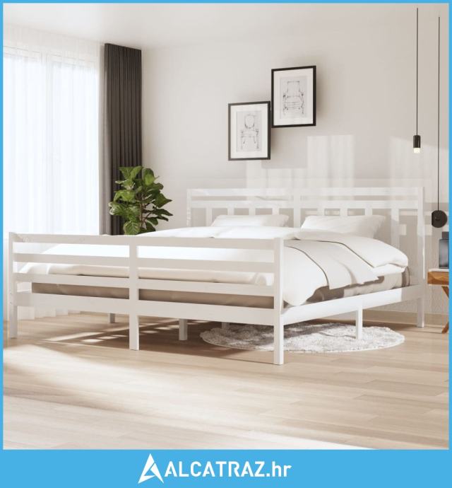 Okvir za krevet od masivnog drva bijeli 200 x 200 cm - NOVO
