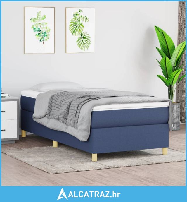 Okvir za krevet s oprugama plavi 100x200 cm od tkanine - NOVO