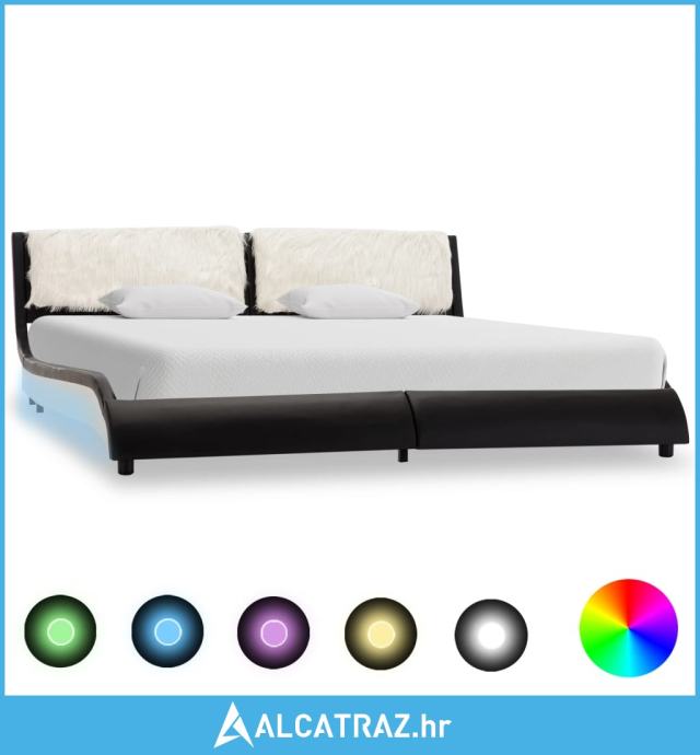 Okvir za krevet od umjetne kože LED crno-bijeli 180 x 200 cm - NOVO