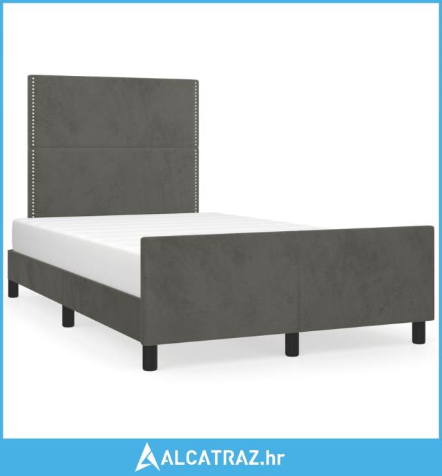 Okvir za krevet s uzglavljem tamnosivi 120x190 cm baršunasti - NOVO
