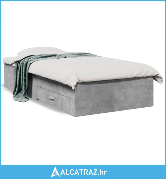 Okvir kreveta s ladicama siva boja betona 100x200 cm drveni - NOVO