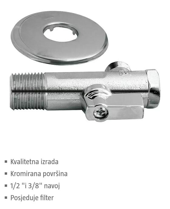 Kutni kugla ventil s filterom "Unitas Herz" 1/2-3/8 - VIŠE KOMADA-NOVO