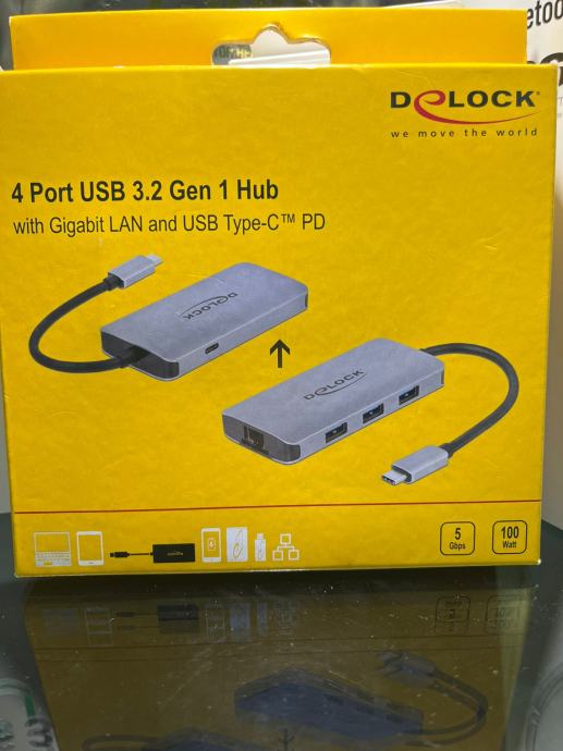 DELOCK 63252 4 port USB 3.2 Gen 1 Hub Gigabit LAN USB-C NOVO Račun