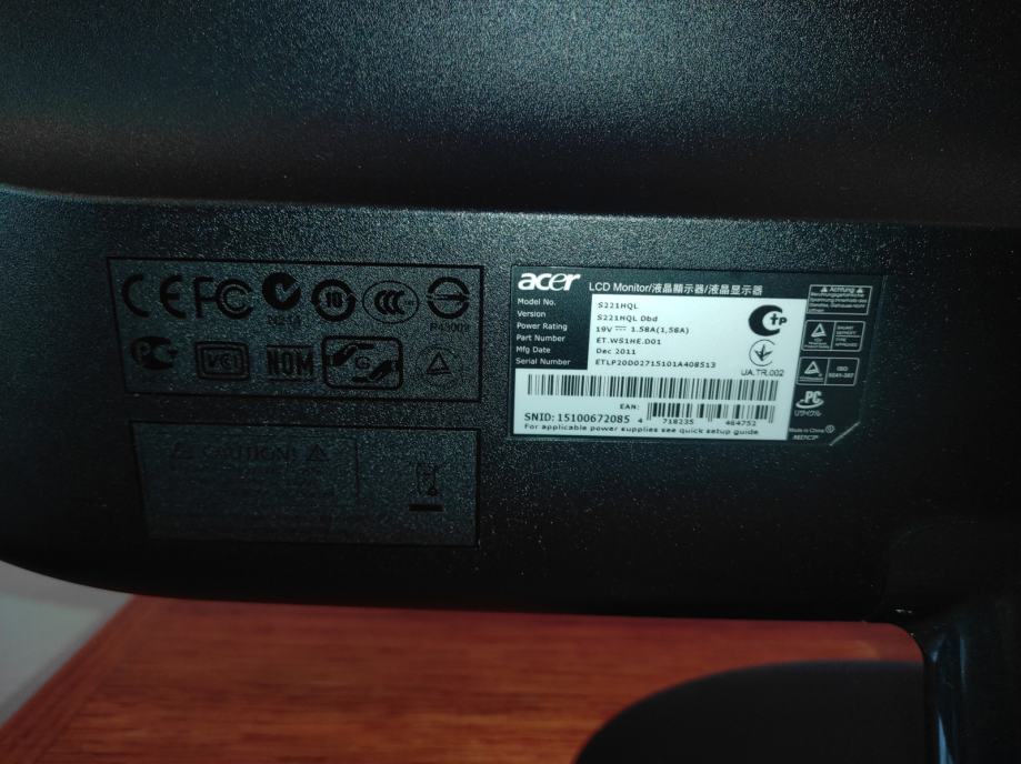 Monitor ACER S221HQL 21,5 inch LED TFT