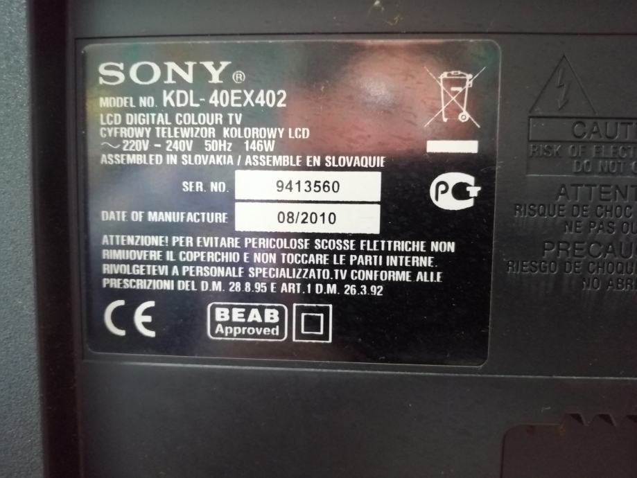 LCD TV SONY KDL-40EX402