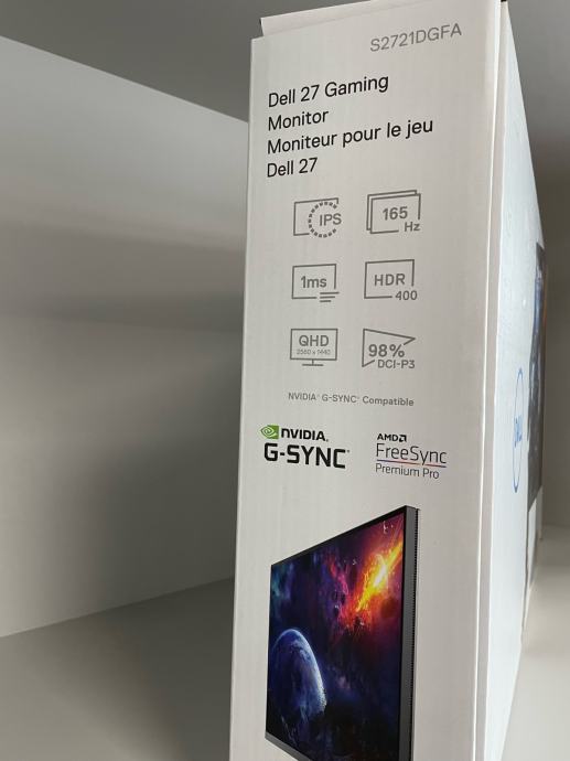 Monitor 27 DELL S2721DGFA, QHD, IPS, 165Hz, NOVO, R1 račun