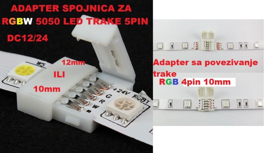 Adapter za produživnje bez LOTANJA za 5050 RGBW ILI RGB LED trake
