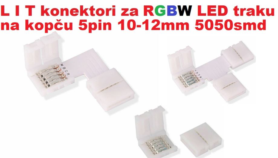 RGBW L i T konektori na kopču za led traku RGBW 5pin-5050smd 10-12mm