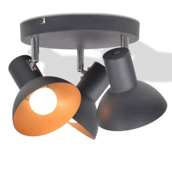 Stropna svjetiljka za 3 žarulje E27 crno-zlatna - NOVO