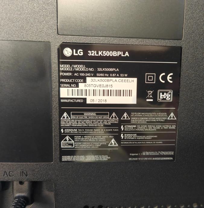 LED TV LG 32LK500BPLA / R1, RATE!