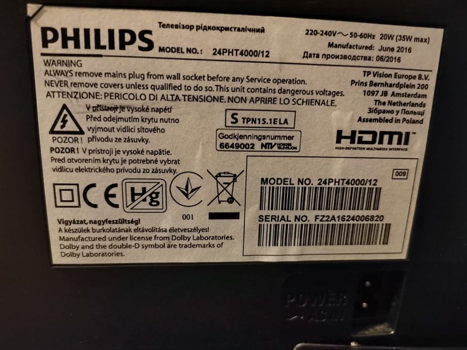 Télécommande Pour Philips 24PHK5619/12, 24PHT4000 - Neuve, Compatible