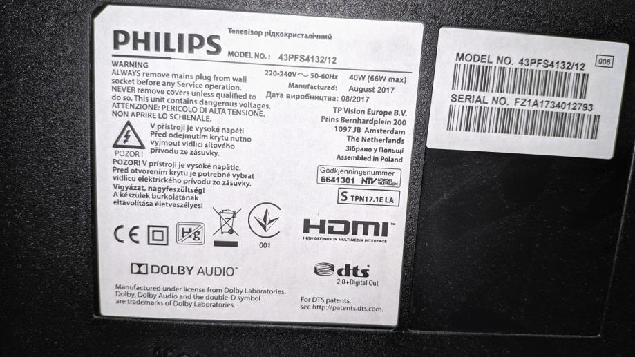 TV Philips 43PFS4132/12 43