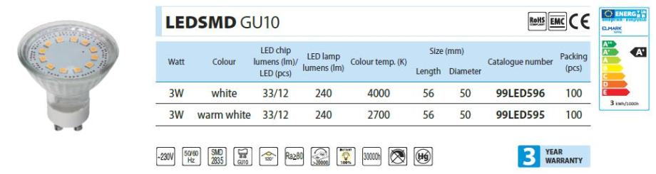 LED ŽARULJA GU10 3W 240lumena 3G JAMSTVO - LUKSOMETAR