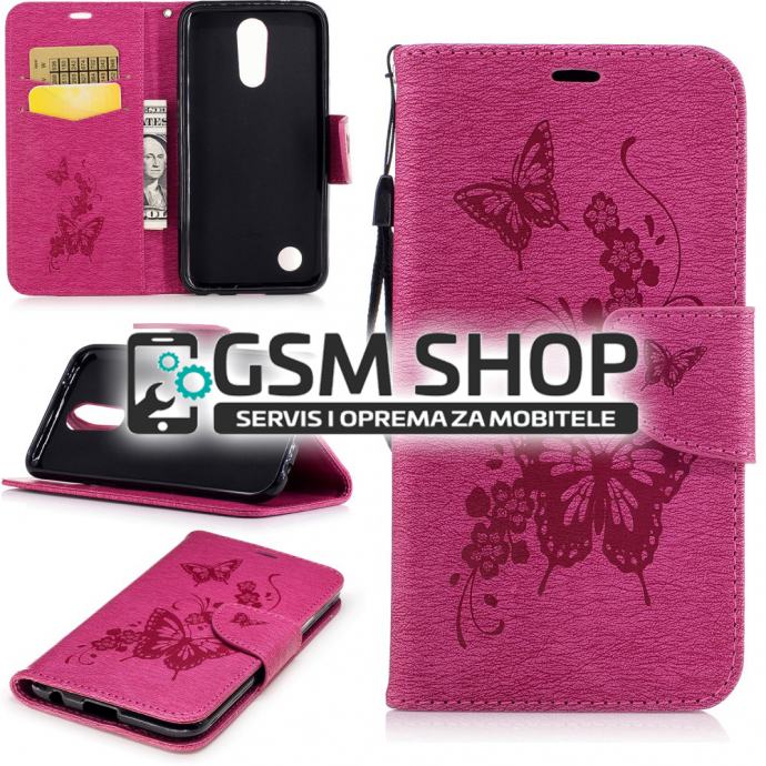 Kožna torbica futrola LG K10 (2017) wallet cvijeće i leptir dizajn