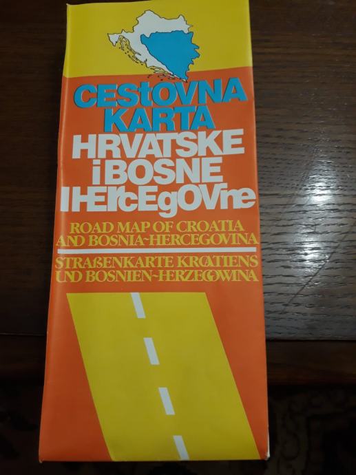 Cestovna karta Hrvatske i BiH na hrvatskom i engleskom jeziku