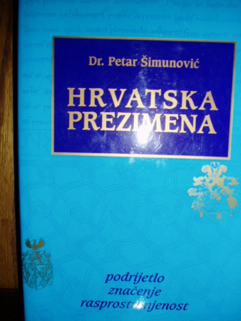 Dr. Petar Šimunović   HRVATSKA PREZIMENA