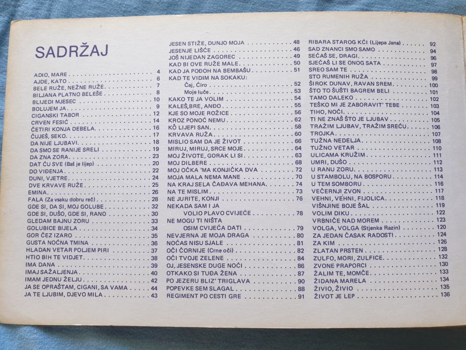 Note i riječi Naj popularnije starogradske pjesme romanse