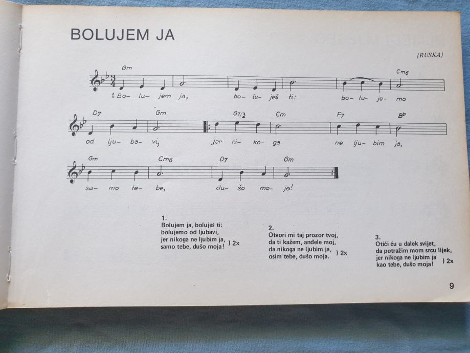 Note i riječi Naj popularnije starogradske pjesme romanse