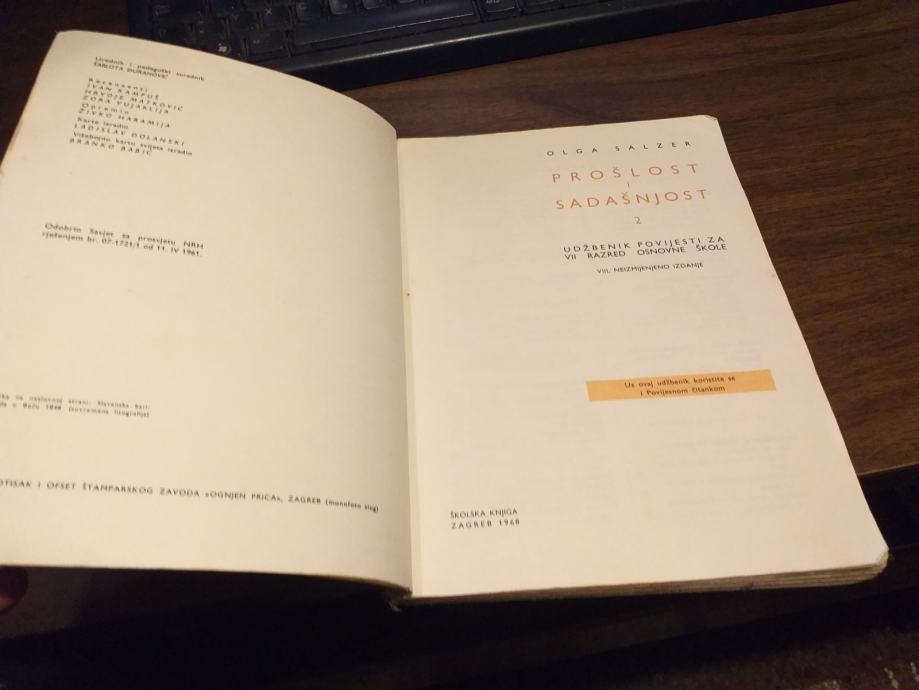 PROŠLOST I SADAŠNJOST 2 OLGA SALZER ŠKOLSKA KNJIGA 1968.