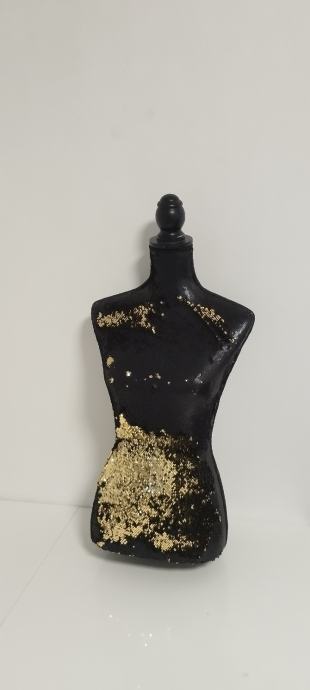 Krojačka lutka žensko poprsje sa zlatnim/crnim izmjenjivim šljokicana