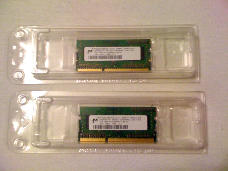 2GB (2x1GB) Original Apple RAM, DDR-3,  PC3-8500, DDR-3, 1066 Mhz, 204