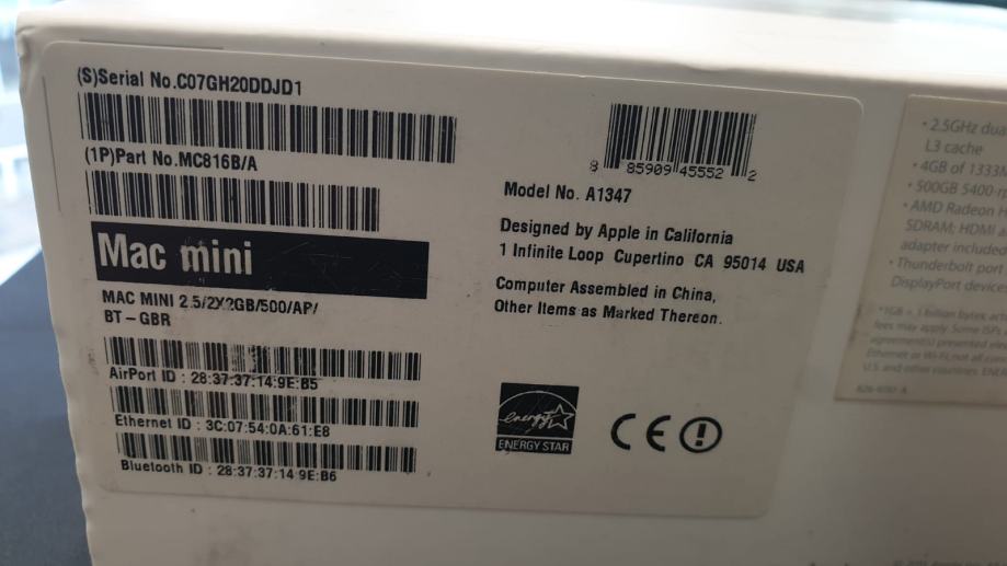 APPLE MAC MINI RAČUNALO MID 2011 ***DO 36 RATA*** IZVRSNO STANJE, R1!