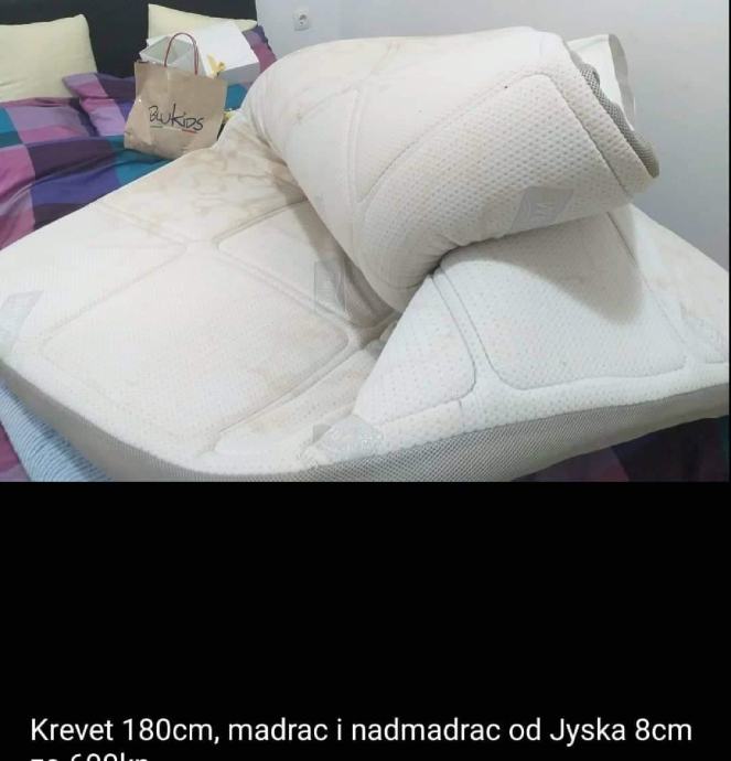 Krevet 180x200, madrac i jysk nadmadrac od 8 cm