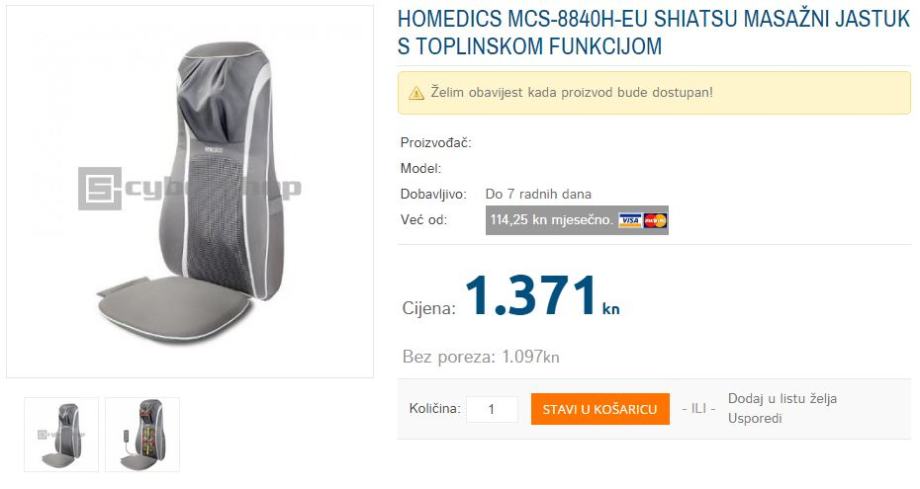 HoMedics MCS-8840H-EU Shiatsu masažni jastuk s toplinskom funkcijom