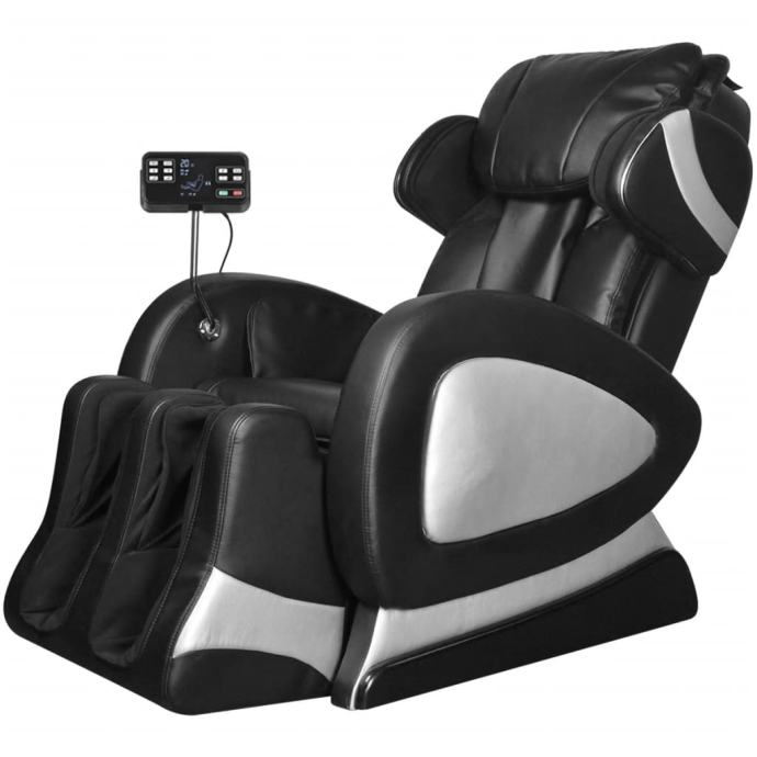 Masažna fotelja od umjetne kože crna sa ekranom - NOVO