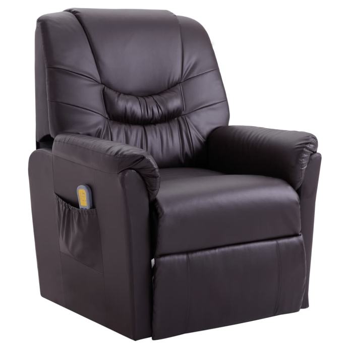 Masažna fotelja od umjetne kože smeđa - NOVO