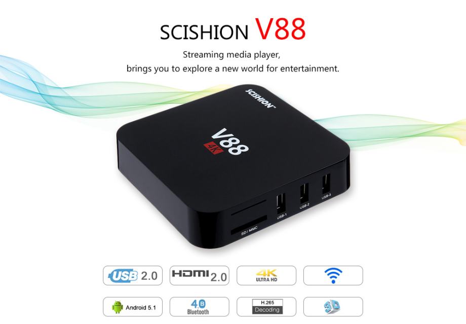 SCISHION V88 Android TV Box Quad Core Media player - KODI Internet TV