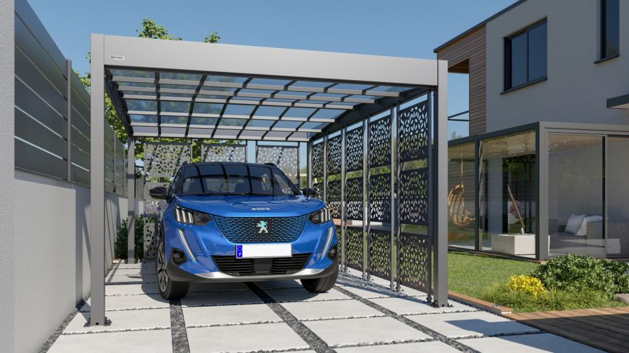 Nadstrešnica za auto Libeccio 8 panela 16 m²