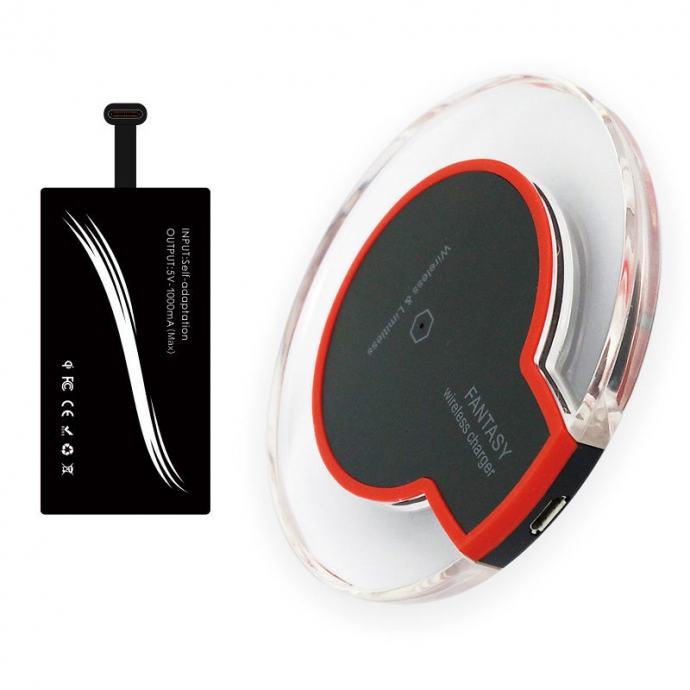 Bežični QI punjač za pametne telefone + adapter USB-C