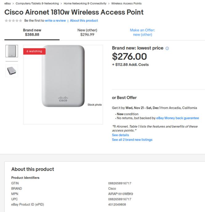 Cisco 1810W Series Access Point + Bluetooth, 2xkom