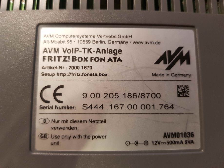 Fritz! Box FON ATA AVM VoIP Router