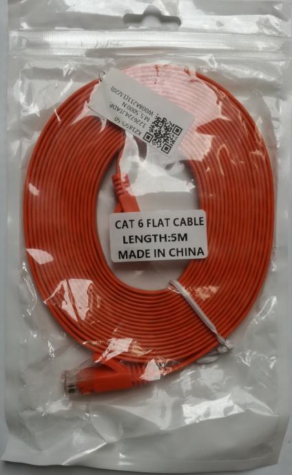 Mrežni kabel, UTP, Cat 6, 5m, krimpani, plosnati