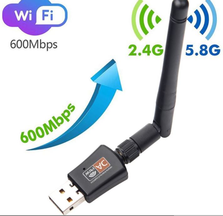 Wifi 600Mbps Adapter AC600 Dual Band USB 2.4GHz 5GHz Antena