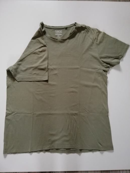 Muška maslinastozelena pamućna majica sa kratkim rukavima SMOG - XL