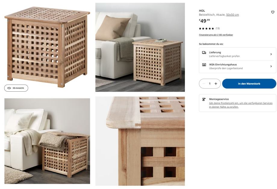 Ikea drvena kutija za odlaganje ili stolić