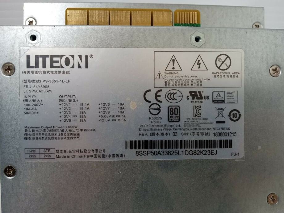 Alimentatore Lenovo 54Y8907 850W Platino Per ThinkStation P500 P510 P700 - Usato