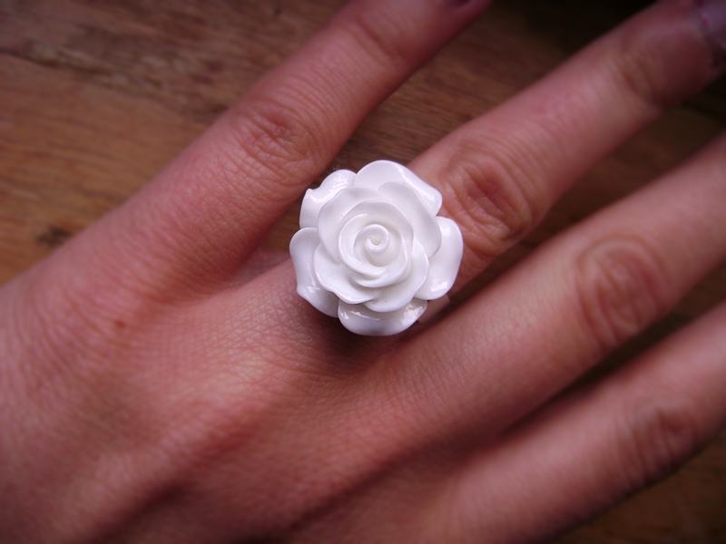komplet prsten + naušnice sa ružicom