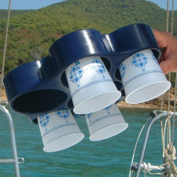 Protuklizni držač za 6 čaša i bocu, idealan za korištenje na brodu