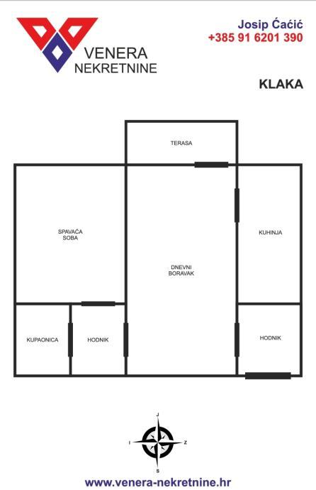 2 soban stan Klaka 48 m2, prodaja (prodaja)