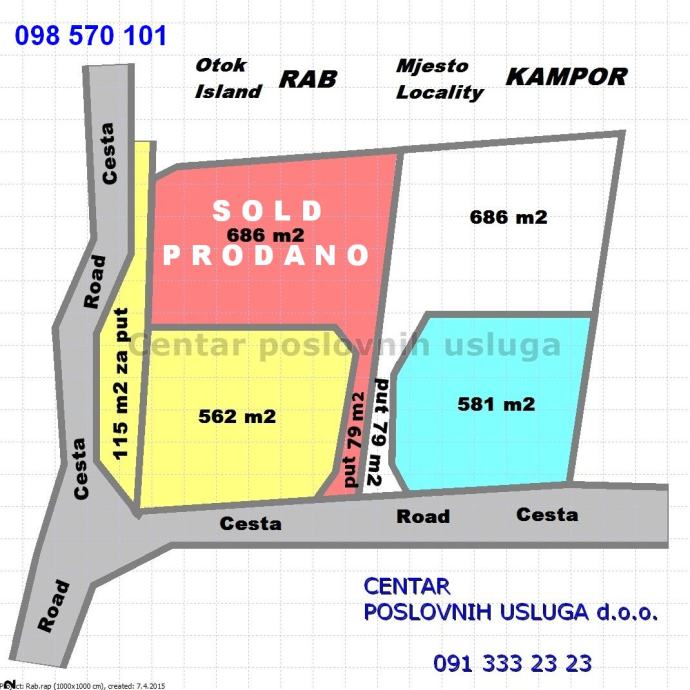 Građevinsko zemljište, Kampor, 562 m2 i JOŠ DVIJE PARCELE U GRAĐ. ZONI