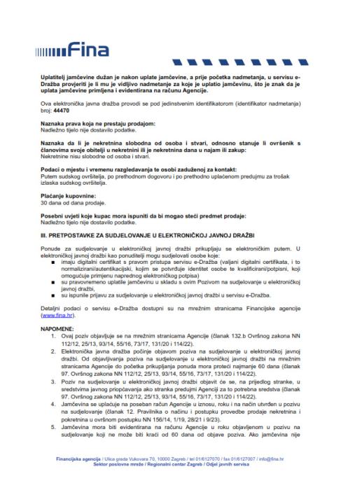 Kuća Velika Trnovitica, 205.00 m2 (JAVNA DRAŽBA) (prodaja)