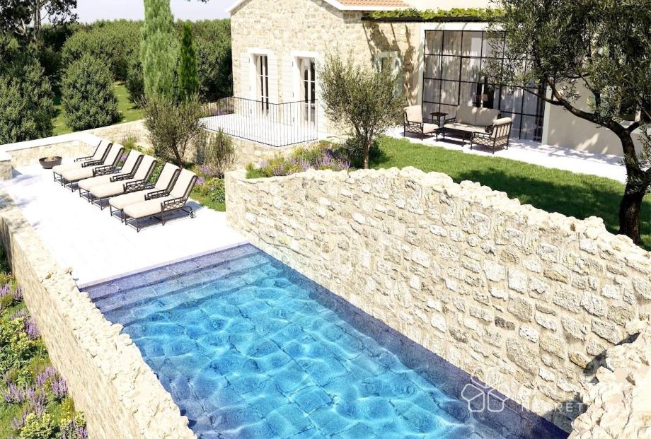 Luksuzna kamena vila (270 m2) u srcu Istre, pogled na more i bazen (prodaja)