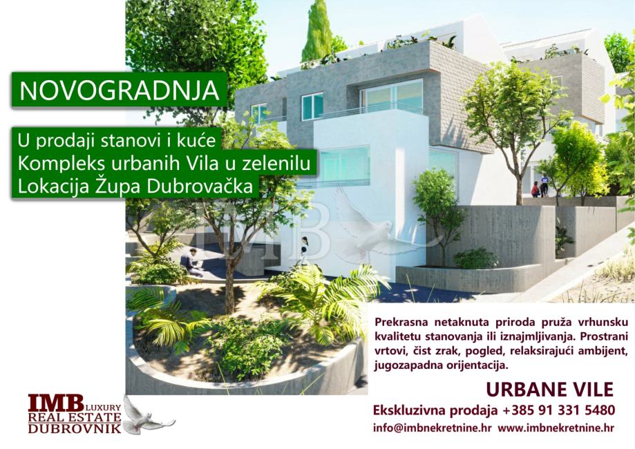NOVOGRADNJA kompleks urbanih vila u zelenilu - stanovi i kuće (prodaja)