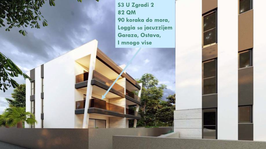 Stan:1. kat sa Loggia & Jacuzzi, 90 m do mora: 82.63 m2, novogradnja (prodaja)